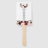 Bourgondië Marsala Bloem Hoorns Monogram Programma Handwaaier (Achterkant)