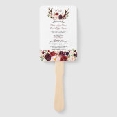 Bourgondië Marsala Bloem Hoorns Monogram Programma Handwaaier (Voorkant)