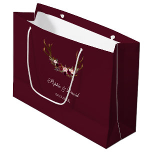 Bourgondië Marsala Bloemige Geweien Bruiloft Large Cadeautasje