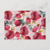 Bourgondië Marsala Boho Bloemen Bruiloft Details Informatiekaartje (Achterkant)