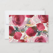 Bourgondië Marsala Boho Bloemen Bruiloft RSVP (Achterkant)