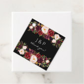 Bourgondië Marsala en Blush Bloem - Zwart Bedankjes Labels (In situ)