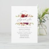 Bourgondië - Marsala en Blush Bloemen Sip en See Kaart (Staand voorkant)