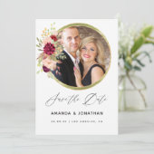 Bourgondië-Marsala en Blush Geometrische Save the  Date (Staand voorkant)