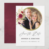 Bourgondië-Marsala en Blush Geometrische Save the  Date (Voorkant / Achterkant)