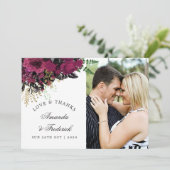 Bourgondië - Marsala en gouden bruiloft dank u Bedankkaart (Staand voorkant)