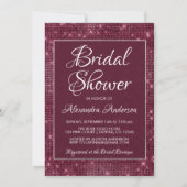 Bourgondië Marsala Sparkle Bruids Douche Uitnodigi Kaart (Voorkant)