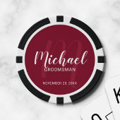 Bourgondië Modern Script Gepersonaliseerde Groomsm Poker Chips