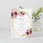 Bourgondië Moderne geometrische bloemenbruiloft Menu (Staand voorkant)