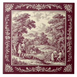 Bourgondië Pastorale Franse Toile Wijngaard Platte Tegeltje