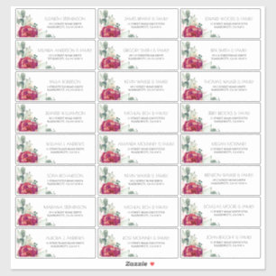 Bourgondië Rode en Blush Gastennamen Adresetikette Sticker