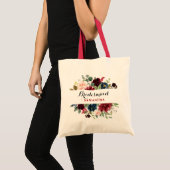 Bourgondië Rode Marine Bloemen Boho Bruidsmeisje c Tote Bag (Voorkant (product))