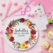 Bourgondië Rode Oranje Gele Bloem Bruiloft Feest Papieren Bordje (Feest)