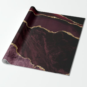 Bourgondie Rood Agate Nep Goud Glitter Cadeaupapier