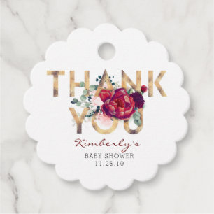 Bourgondië rood bloemig Baby shower dank u Bedankjes Labels