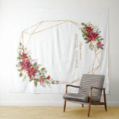 Bourgondië Rood Bloemig Goud Bruiloftsfotohokje Wandkleed (In Situ (horizontaal))