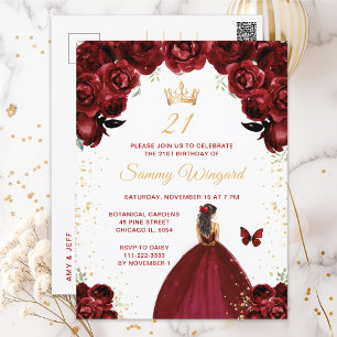 Bourgondie Rood Bruine Haren Prinses Verjaardagsfe Briefkaart