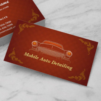 Bourgondië rood retro auto detailing visitekaartje