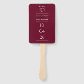 Bourgondie Rood Speciale Datum Trouwprogramma Handwaaier (Voorkant)