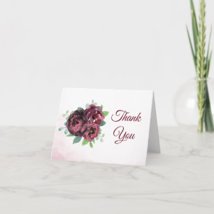 Bourgondië Rose Boeket Waterverf Dank u kaart