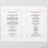 Bourgondië Roze Bloem Goud Glitter Huwelijksprogra (Achterkant)