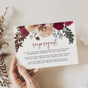 Bourgondië Roze Blush Bloemen Bruiloft Recept Aanv Informatiekaartje