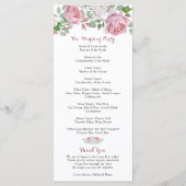 Bourgondië roze chique Roos bloemenbruiloft progra Programma (Achterkant)