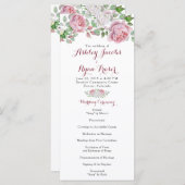 Bourgondië roze chique Roos bloemenbruiloft progra Programma (Voorkant / Achterkant)