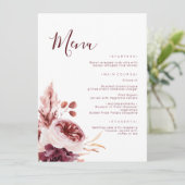 Bourgondië & Roze Herfst herfst bruiloft Menu (Staand voorkant)