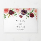 Bourgondië Roze Paarse lente Bloemen bruiloft van Drieluik Uitnodiging (Cover)