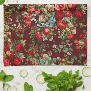 Bourgondie Roze Vintage Bloem Chintz Cottage Tuin Theedoek