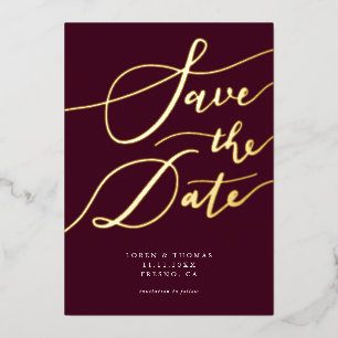Bourgondië Save The Date Calligrafie Folie Uitnodiging