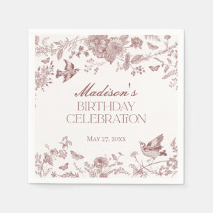 Bourgondië Toile Jouy  Bloemen Verjaardagsfeest Servet