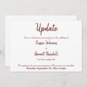 Bourgondië "update" uitgesteld bruiloft Kaart (Voorkant / Achterkant)