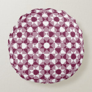 Bourgondië Wit Geruite Ruit Plaid Patroon Rond Kussen