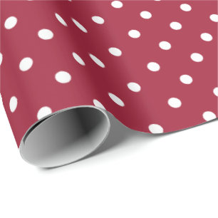Bourgondië Wit Polka Dot inpakpapier