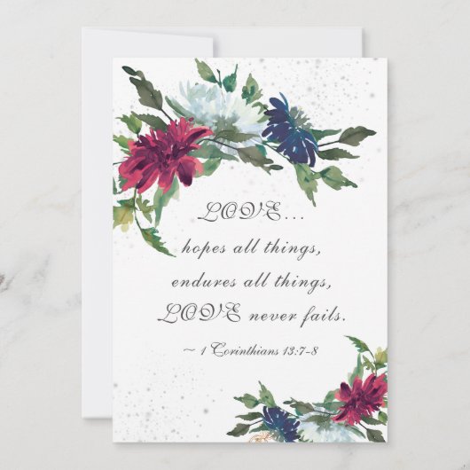 Bourgondië Witte Blauwe Elegante Bloem Bruiloft Save The Date (Achterkant)