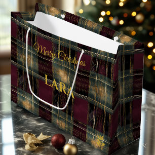 Bourgondië, zwart en goud gloeiende Plaid Kerstmis Groot Cadeauzakje