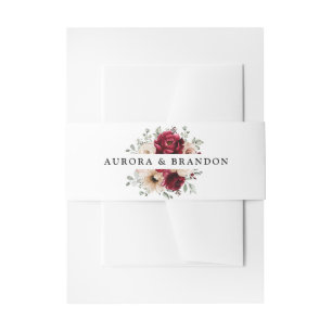 Bourgondiër Champagne Ivoor Mauve Roze Bloem Bruil Uitnodigingen Wikkel