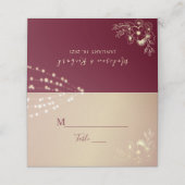 Bourgondiër Gouden Bloem Bruiloft Plaatskaart (Buitenkant ongevouwen)