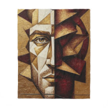 Bourgondiër Gouden Cubistische Man - Getextureerd