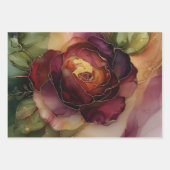 Bourgondiër Roze Gouden Roos Bloemige Bruiloft Inpakpapier Vel (Voorkant)