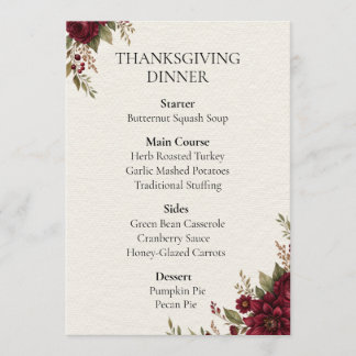 Bourgondisch Bloemendiner Menu voor Thanksgiving