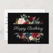 Bourgondisch bloemmotief elegante waterverf budget briefkaart (Voorkant / Achterkant)