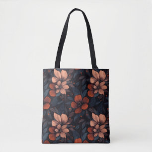 Bourgondisch bloempatroon met bloeiende bloemen draagtas
