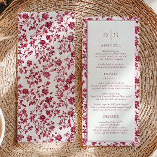 Bourgondisch Chinoiserie Bruiloftsmenu Menu