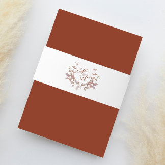 Bourgondisch Elegant Huwelijksmonogram Uitnodigingen Wikkel