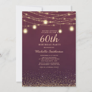 Bourgondisch Gouden Glitter Sliert Lichtjes Formee Kaart