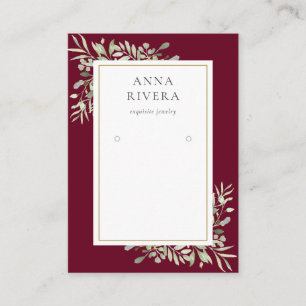 Bourgondisch Gouden Groene Sieraden Displaykaart Visitekaartje
