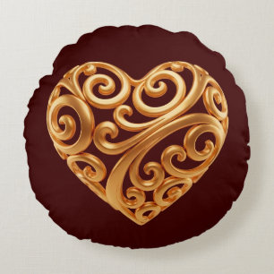 Bourgondisch Gouden Hart Symbool van Liefde Rond Kussen